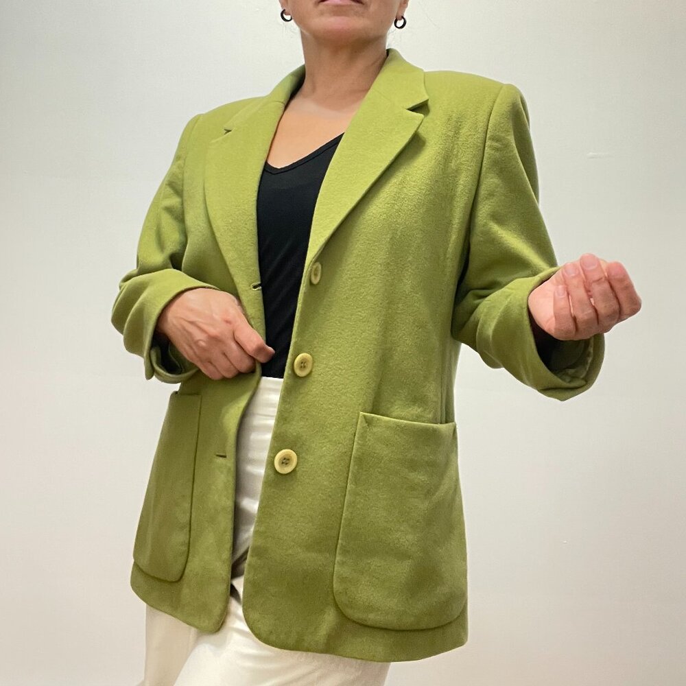 Vintage DANIEL HECHTER Petites / Olive Green Classic Wool Blazer Size S/M